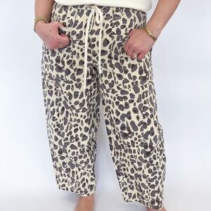 Entro Cream and Black Leopard Print Joggers